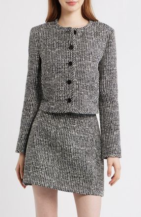 Theory Tweed Cardigan in Black Multi at Nordstrom, Size 10