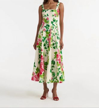 Saloni Sabrina Dress In Saffier Bouquet