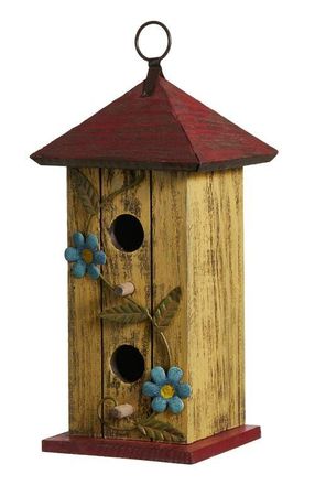 Glitzhome Solid Wood Cottage Decorative Outdoor Garden Birdhouses in Blue at Nordstrom, Size Medium