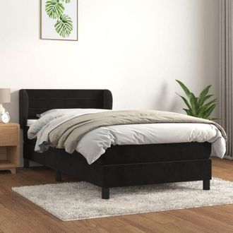 vidaXL Cama Box Spring Con Colch&oacute;n Terciopelo Negro 100x200 Cm Vidaxl