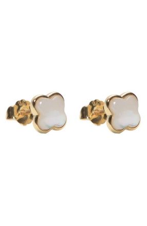 Argento Vivo Clover Mother-of-Pearl Stud Earrings in Gold at Nordstrom