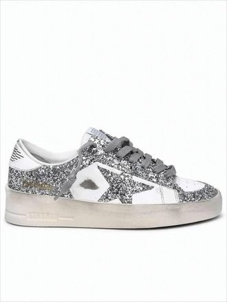 Golden Goose Distressed White Leather Low-Top Sneakers