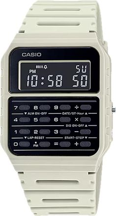 Casio Mens Vintage Calculator Watch with White Band - CA-53WF-8BCF