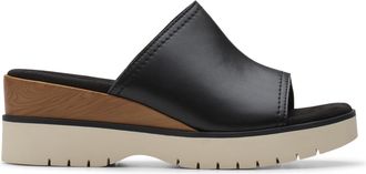 Clarks Womens Modern Casuals Slide Sandal, Black Leather, 6.5 Wide