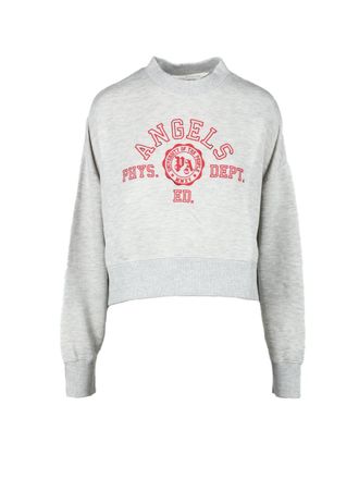 Palm Angels Cropped Grey Sweatshirt with Bold Red Emblem