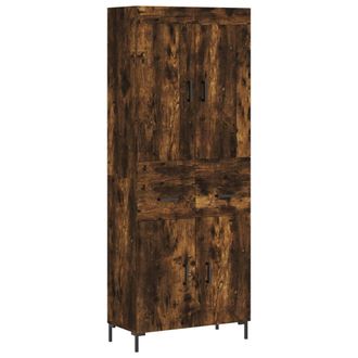 vidaXL Aparador Alto Madera Contrachapada Roble Ahumado 69,5x34x180 Cm Vidaxl