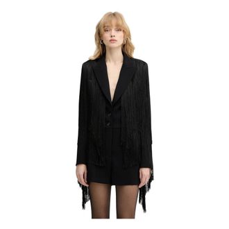 Pinko Pinko - V-hals Jumpsuit - Dames - Jassen - Zwart - Maat: M Leer
