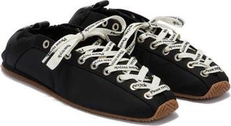 Ganni Lace-Up Ballet Flat in Black at Nordstrom, Size 10Us