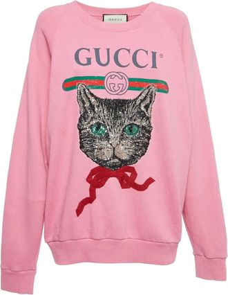 Gucci Felpa con stampa gatto - Rosa