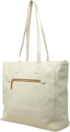 Prada Pre-owned Triangle Logo Leather 2way Tote Bag - Dames - Vintage Shopper - Wit - ONE Size - Leer - Vintage