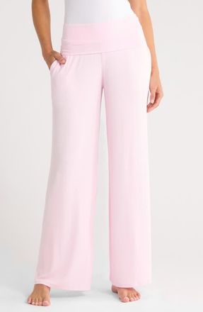 Lunya Rib Foldover Waist Pajama Pants in Melody Pink at Nordstrom, Size X-Large