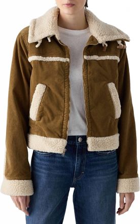Amo Betty Shearling Jacket In Cord Cumin