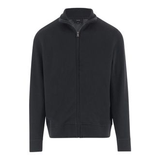 Vince Zip-throughs, male, Gray, Size: XL Cotton Blend Zip-Up Sweater