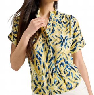 Nic+Zoe Sunny Skies Woven Shirt In Yellow Mutli