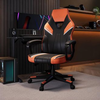 X Rocker Tempest Ergonomic PC Office Gaming Chair with Extra Wide Seat in Orange