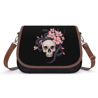 Generic Skull with Snake Flower Crossbody Bags for Women Fashion Leather Shoulder Handbags With Adjustable Strap