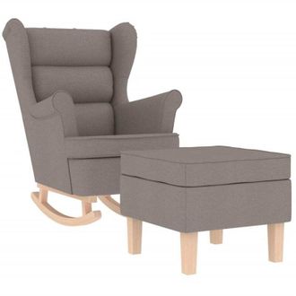 vidaXL Sill&oacute;n Mecedora Con Taburete Tela Gris Taupe Vidaxl