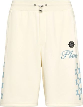 Philipp Plein Korte Broeken, Heren, Beige, 3Xl, Katoen, Jogging Shorts Chechmate