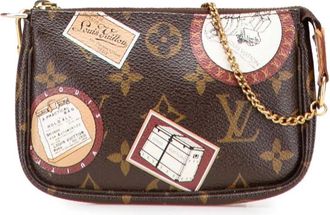 Louis Vuitton Borsa a mano Patch Mini Pochette Accessoires con monogramma 2008 - Marrone