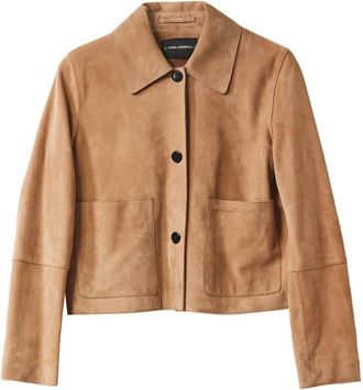 Karl Lagerfeld Leren Jack met Zakken - Dames - Leren en Su&egrave;de Jassen - Beige - S - Leer - Jassen