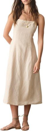 Marine Layer Luca Stripe Linen Blend Midi Dress in Sand Stripe at Nordstrom, Size X-Small
