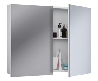 ebuy24 Armario De Ba&ntilde;o Vcm Atemporal Dimensiones Aprox. Al. 60 X An. 80 X P. 12 Cm Dos Puertas Giratorias Armario De Espejo - Badinos 60 X 80 Cm (blanco)