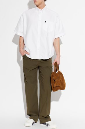 Ami Shirt With Embroidered Logo, Mens, White