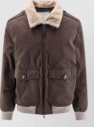 Brunello Cucinelli cotton blend single breasted bomber jacket