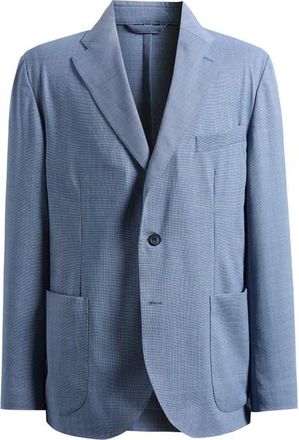 Eton Lana Tailored Fit Hopsack Tech Soft Wool Blend Blazer in Medium Blue at Nordstrom, Size 56