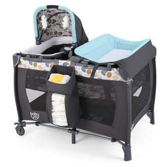 Costway Costway Foldable Pack &Play Portable Baby Playard w/Rocking Bassinet&Music Box in Blue