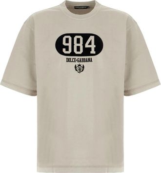 Dolce & Gabbana T-shirt met ronde hals - Heren - T-shirts - Grijs - XS - Katoen - Tops