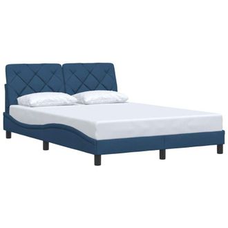 vidaXL Cama Sin Colch&oacute;n Tela Azul 140x200 Cm Vidaxl