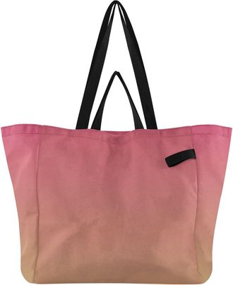 Generic Red Pink Gradient print Reusable Canvas Tote Bag, Heavy Duty Grocery Shopping Bag with Double Handles Large Capacity Hard Bottom Work Groceries Travel
