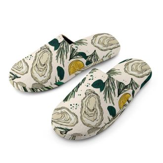 Generic Oysters Shells Lemon Rosemary Mens House Slippers Slip Indoor Slipper On Shoes Warm Outdoor