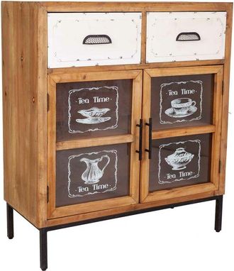 Wanderlust Deco Recibidor de madera y metal marrón 80x36.5x91