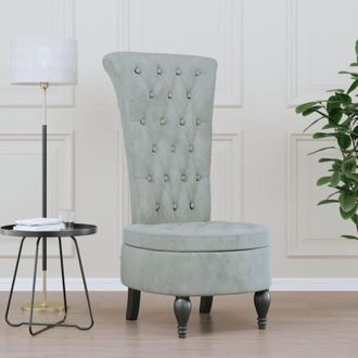 vidaXL Sedia Schienale Alto Design con Bottoni Velluto Grigio Chiaro - Vidaxl