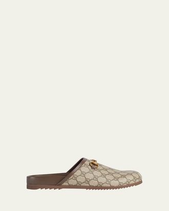 Gucci Mens River GG Horsebit Slippers