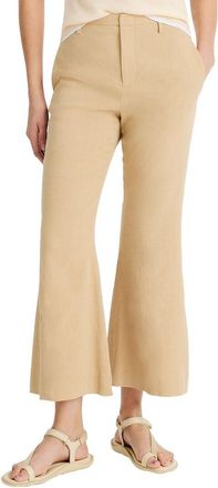 Vince Mid Rise Cropped Linen-Blend Flare Trouser