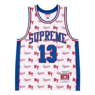 SUPREME x Mitchell & Ness SS26 Monogram Basketball Jersey White SUP-SS26-220-WHT