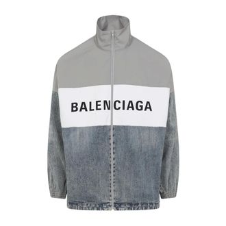 Balenciaga Jassen, Heren, Veelkleurig, M, Katoen, Blauwe Katoenmix Elegante Jas