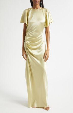 Veronica Beard Huntleigh Side Ruched Silk Blend Gown in Pistachio at Nordstrom, Size 10