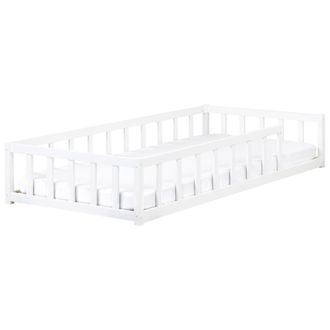 Beliani Cama De Suelo Infantil De Madera De Pino Con Somier De L&aacute;minas Blanco 90 X 200 Cm Meymac