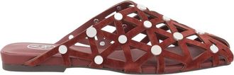 Ash Black Bone 02 Leather Lattice Studded Mules