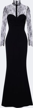 Elie Saab Abito lungo in cady con pizzo