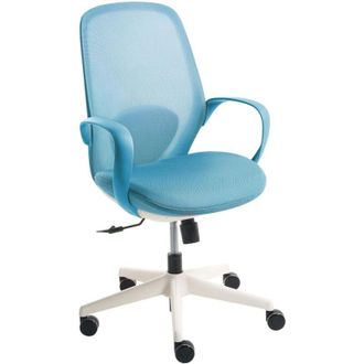 Beliani Office Chair Blue Mesh Swivel Base Armrests Tilting Backrest Adjustable Height PU Molded Foam Seat Home Office Open-Space FOAMA