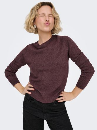 Only Rundhalspullover ONLY ONLRICA LIFE L/S PULLOVER KNT NOOS, Damen, Gr. S, rose braun detail:with melange, Strick, Obermaterial: 93% Polyester, 4% Nylon,
