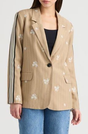 NVLT Embroidered Pinstripe Blazer in Camel Stripe at Nordstrom Rack, Size X-Small