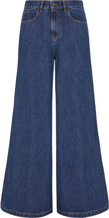 P.A.R.O.S.H. Hoge taille wijde pijp jeans - Dames - Loose Fit Jeans - Blauw - S - Jeans