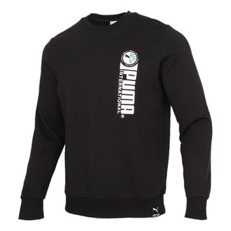 Puma Alphabet Printing Sports Round Neck Pullover Black 531416-01
