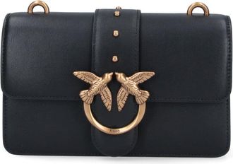 Pinko Black Love One Flap Leather Bag